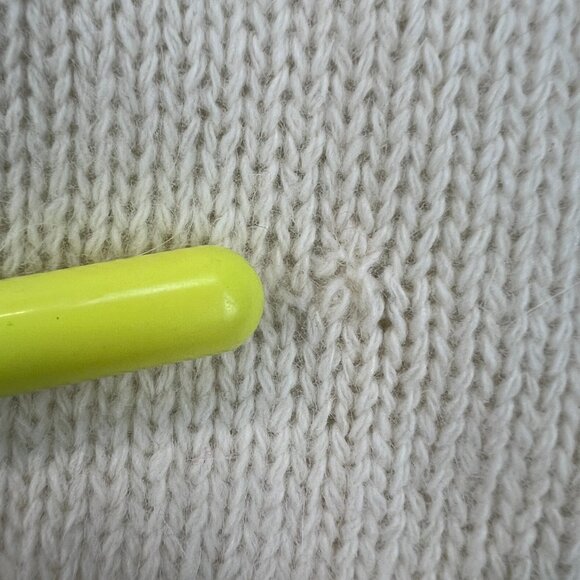 Vtg 80s Ann Katrine Womens Sweater Lambs Wool Angora Dolman Pearl Lace V-Neck Md - Picture 7 of 13